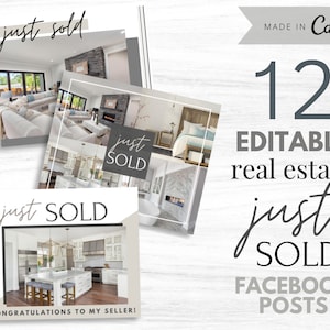 12 SOLD Facebook Posts | Facebook Flyer | Editable Facebook Template | Real Estate Template | Real Estate Marketing | Social Media Realtors