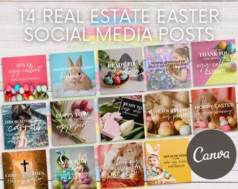 14 Easter Real Estate Social Media Posts | Funny Easter Real Estate Quotes | Real Estate Easter Marketing | Real Estate Marketing | Canva