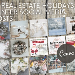 Post sui social media per le vacanze e l'inverno immobiliare / Citazioni divertenti sul settore immobiliare invernale / Marketing immobiliare invernale / Marketing immobiliare