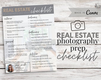 Real Estate Photography Checklist Flyer | Photography Prep Flyer | Realtor Photography Prep Checklist | Real Estate Marketing | Canva