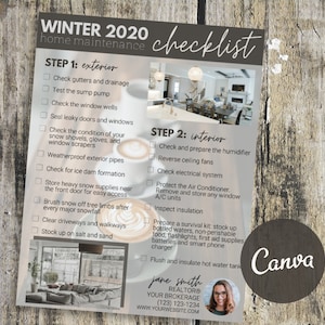 Winter Home Wartung Checkliste | Immobilien Flyer Vorlage | Immobilienmarketing | Winter-Immobilien-Newsletter | Maklervorlage