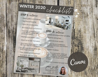 Winter Home Maintenance Checklist | Real Estate Flyer Template | Real Estate Marketing | Winter Real Estate Newsletter | Realtor Template