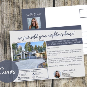 nous venons de vendre la maison de votre voisin cartes postales | vient de vendre la carte postale de l'immobilier | postale de l'agriculture immobilière | Téléchargement instantané Canva