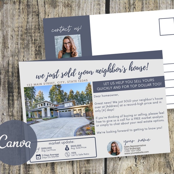 We Just Sold Your Neighbour's House Postkarte | Gerade verkaufte Immobilien Postkarte | Postkarte | Canva Sofort Download