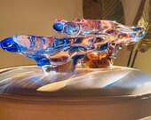 2 pieces Antique Moser Glassworks, Vintage Rare Ashtray Bowls made in 1960, this edition is called Niagara