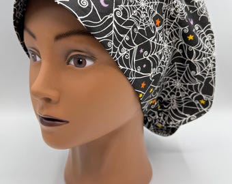 Women's Scrub Cap | Euro Style | Spiderwebs and Stars w/ adjustable toggle lock