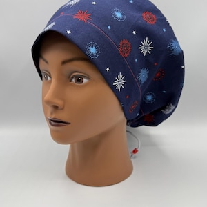 Gorro quirúrgico para mujer / Estilo europeo / Fuegos artificiales simples con cierre de palanca ajustable