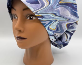 Women&#39;s Scrub Cap | Euro Style | Blue Oil Slick w/ adjustable toggle lock