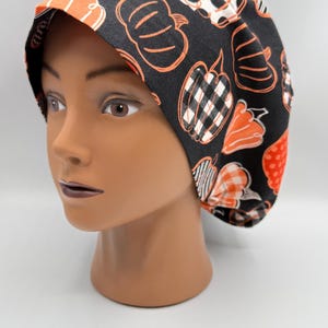 Gorro quirúrgico para mujer / Estilo europeo / Estampado de calabazas con cierre de palanca ajustable