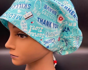 Women's Scrub Cap | Euro Style | Healthcare Appreciation w/ adjustable toggle lock