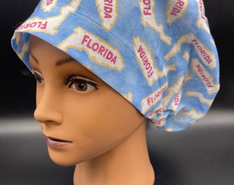 Women's Scrub Cap | Euro Style |  State of Florida Pride w/ adjustable toggle lock