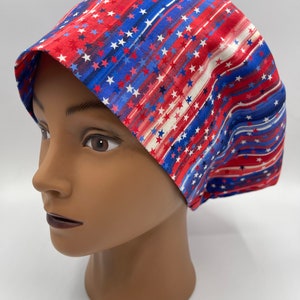 Women's Scrub Cap | Euro Style | Stars and Stripes w/ adjustable toggle lock