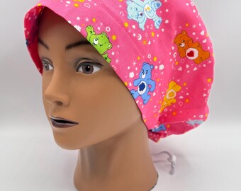 Czepek chirurgiczny damski | Styl europejski | Carebear Różowy z regulowanym zamknięciem