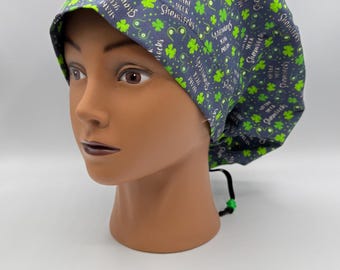 Women's Scrub Cap | Euro Style | Shake your Shamrocks w/ adjustable toggle lock