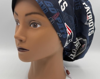 Women's Scrub Cap | Euro Style | NE Pats w/ adjustable toggle lock