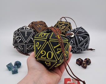 Bolsa de dados D20 de piel sintética con bordado personalizado - Juego de rol de mesa, de Craftioli