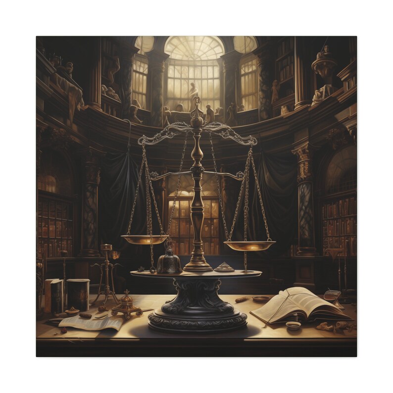 Law Office Canvas Wall Art Scale of Justice Canvas Lawyer Office Canvas ...
