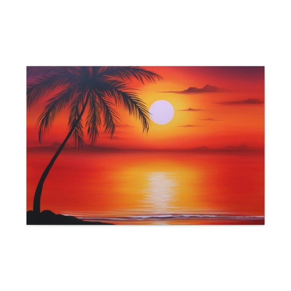 Stunning Ocean Sunset View Canvas Print Ocean Shore Sunset Canvas