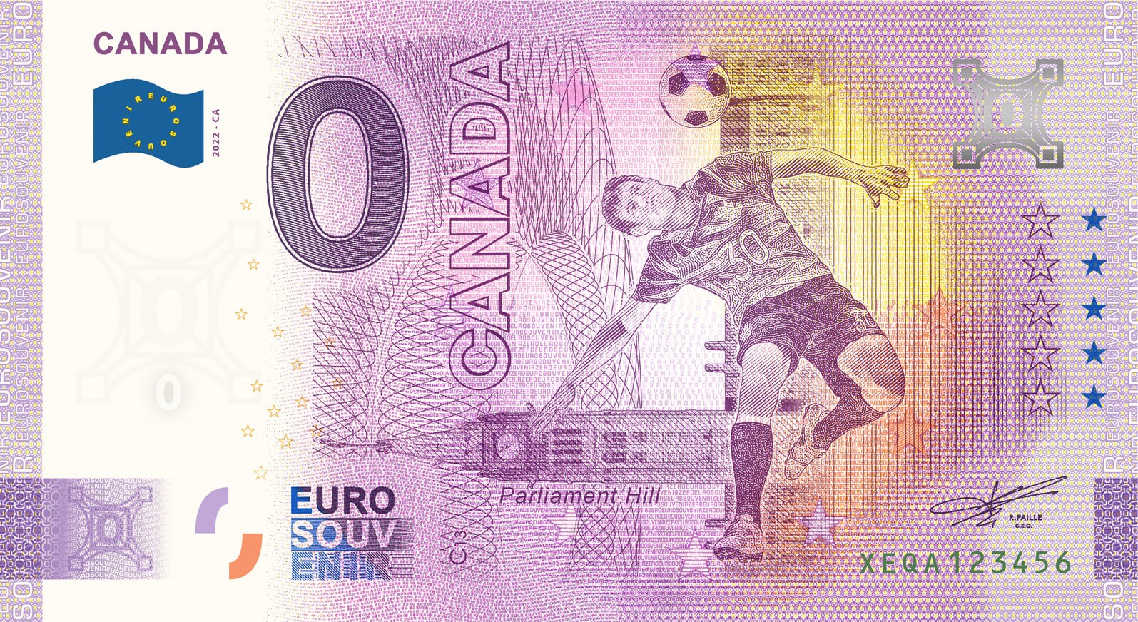 ZERO EUROサッカーワールドカップ2022年・32代表チーム未使用記念紙幣 0 Euro Note Qatar WORLD CUP 32 0 Euro Note From 32 Countries 0