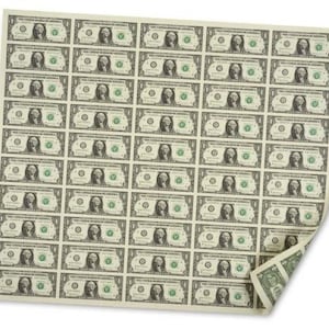 Fancy Serial Number Uncut Sheet – 2017 $1 Bills – Uncirculated, Uncertified