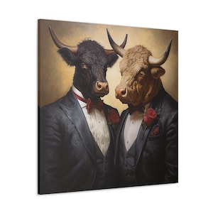 Stock Market Bulls Canvas Office Art Bulls Stock Market Office Wall Art Canvas Bulls Wall Office Art Gift Office Art Stock Broker Boss Gift