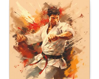 Lienzo impreso de karate Lienzo para entrenamiento de karate Póster impreso para amantes del karate Lienzo Regalo de karate Regalo para amantes del entrenamiento de karate Caja de regalo definitiva de karate