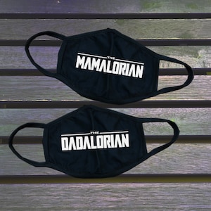 Mamalorianska pappamasker, mamma-pappa-mask | Matchande ansiktsskydd för familjesemestern | Födelsedagspresent | Mors dag-present till fars dag