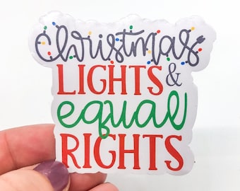 Pegatina de vinilo con luces navideñas e igualdad de derechos