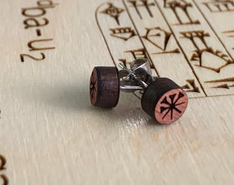 Tiny Stud Earrings Cuneiform Sign