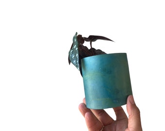 concrete  succulent  planter /  blue  green planter  / indoor plant  planter / marbled pottery / plant pots