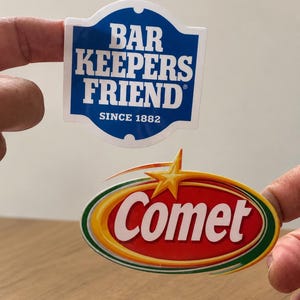 Etiketter för rengöringspulver för återfyllningsbara behållare | Comet & Bar Keepers Friend-etiketter | Städorganisation