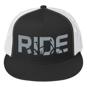 Fat Tire Mountain Bike Flexfit Fitted Hat Cream on Charcoal