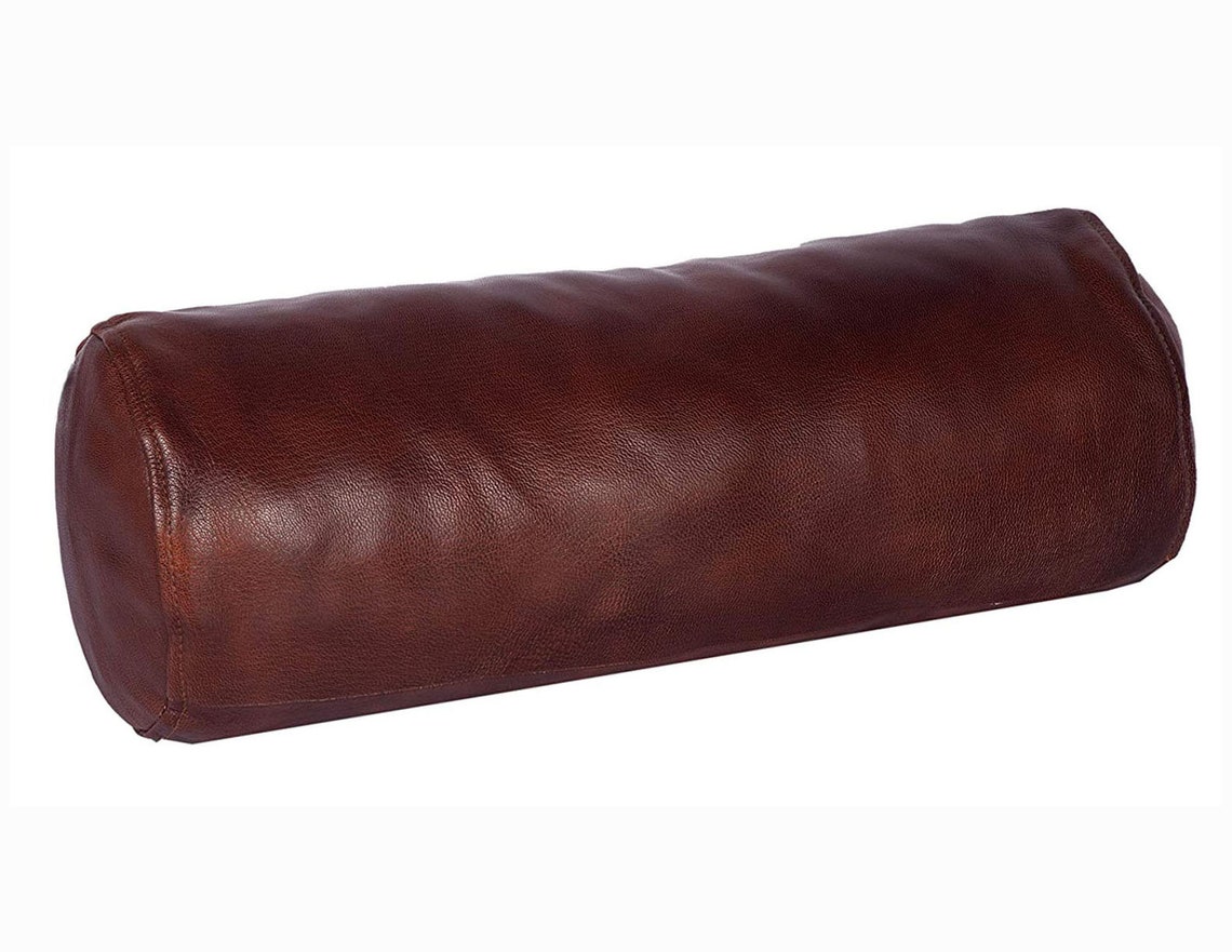 Genuine Leather Bolster Pillow Cushion Cover Yoga Neck Roll Etsy