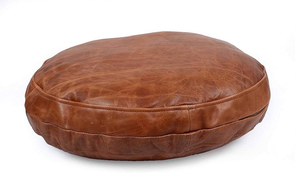Genuine Leather Round Pillow Covers Soft Leather Cushion Etsy
