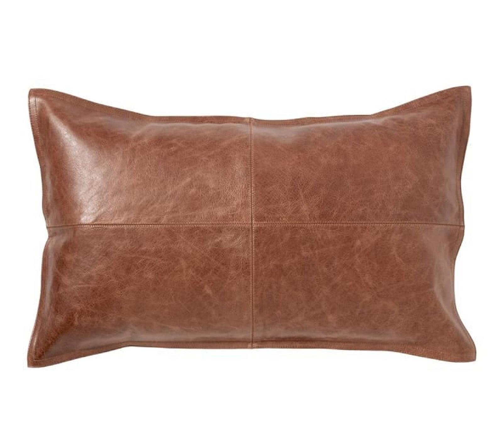 Genuine Leather Pillow Cover Cushion Pillow Cover Living Etsy