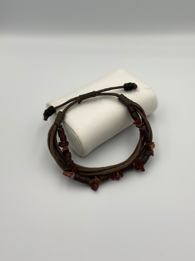 25 cm Jewelry Gift For Him Bracelet With Stones and Beads Men\u2019s Beaded Bracelet Birthday Gift Men\u2019s Brown Multi-Strand Adjustable 10
