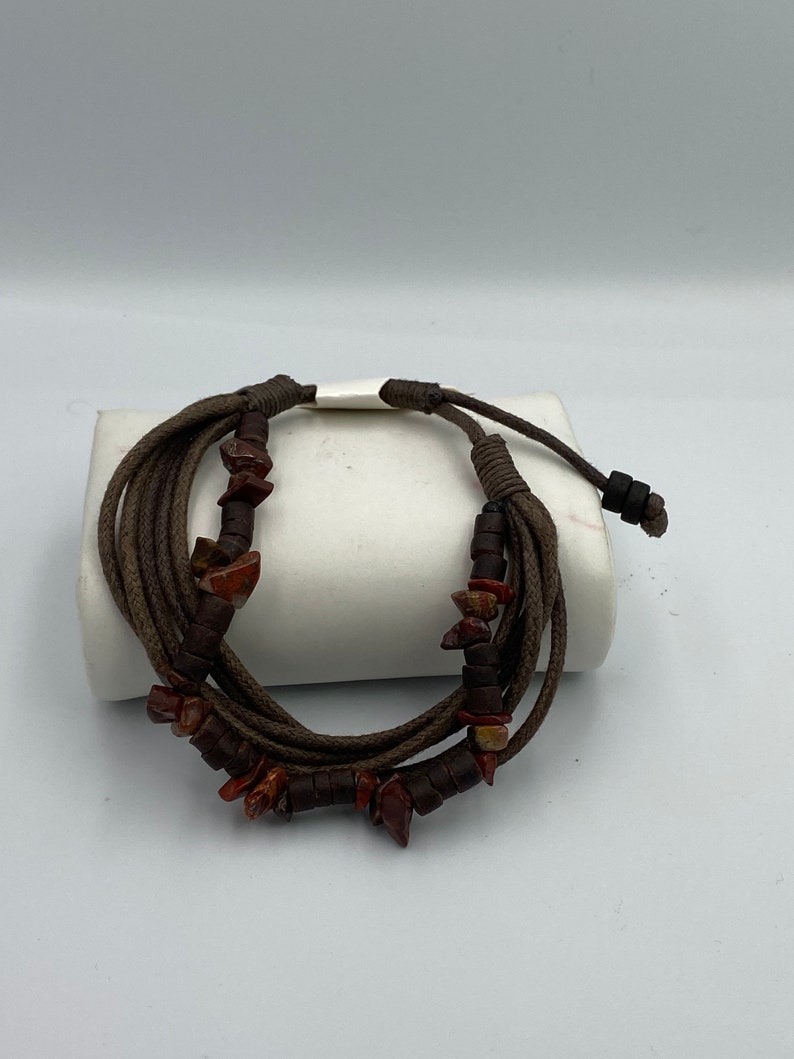 25 cm Jewelry Gift For Him Bracelet With Stones and Beads Men\u2019s Beaded Bracelet Birthday Gift Men\u2019s Brown Multi-Strand Adjustable 10