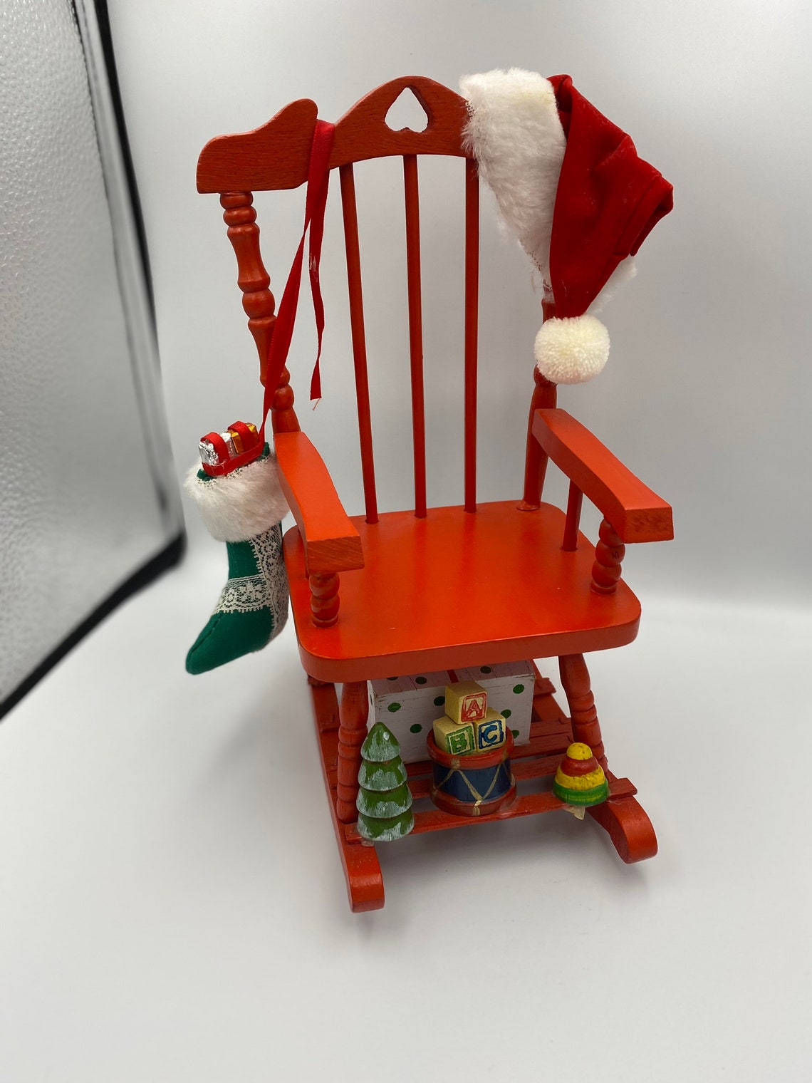 Vintage Music Box Red Wooden Rocking Chair Christmas Music Etsy