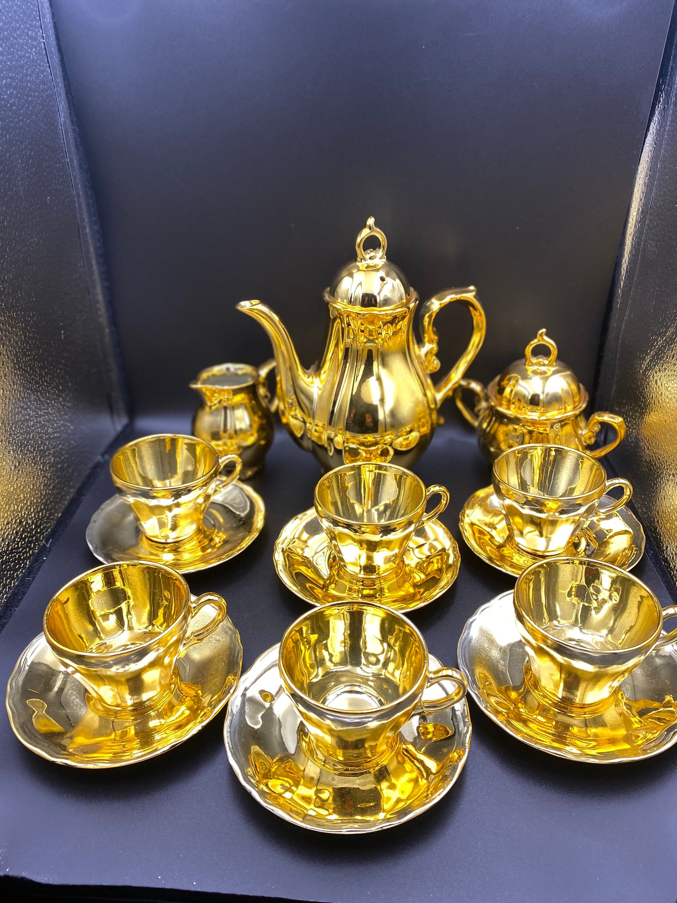 Vintage Gold Gilded 17 Pc Full Tea Set Made in Japan Serving Etsy