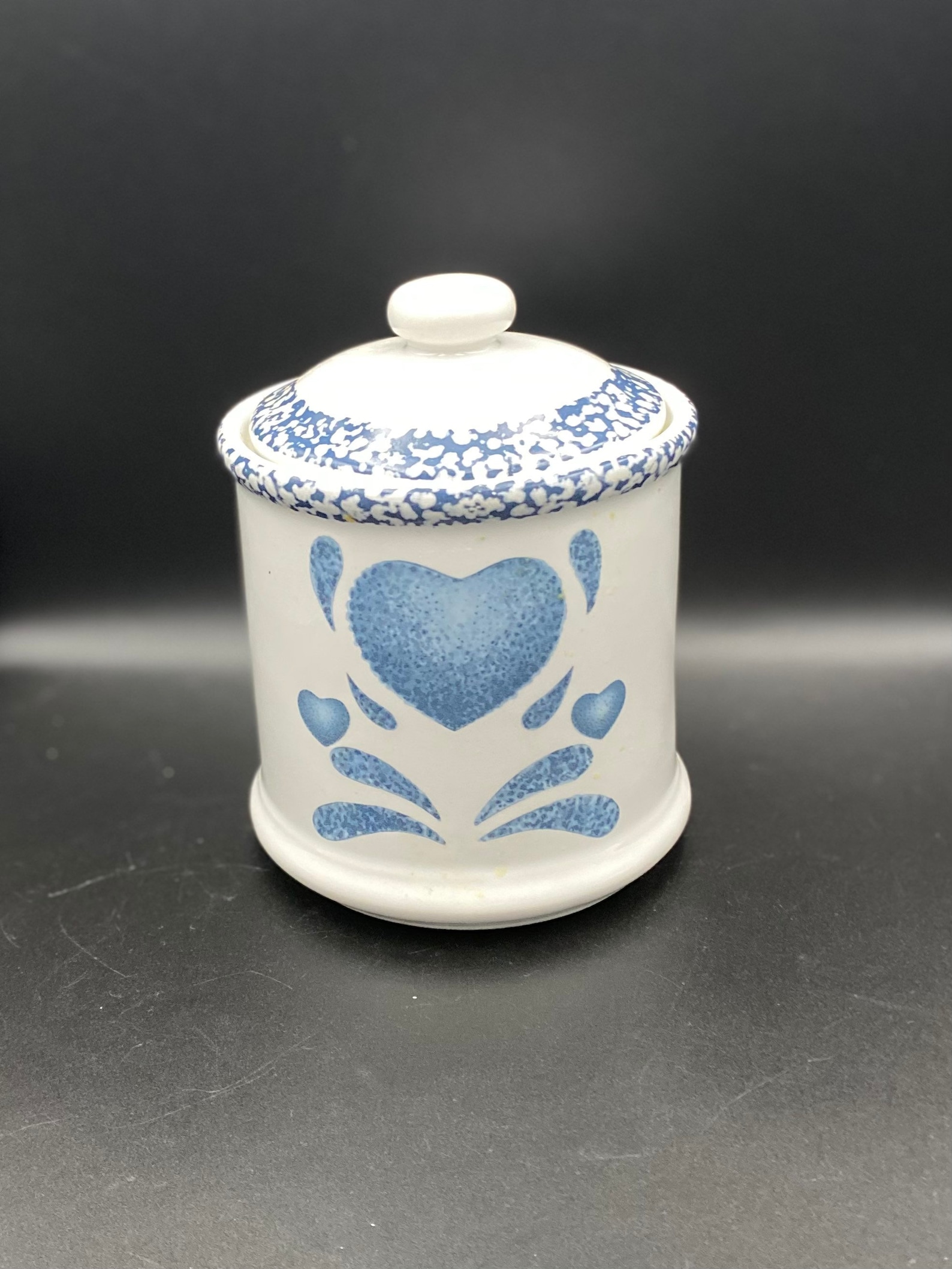 Vintage Blue Heart Medium 7 18 cm Canister With Rubber Etsy