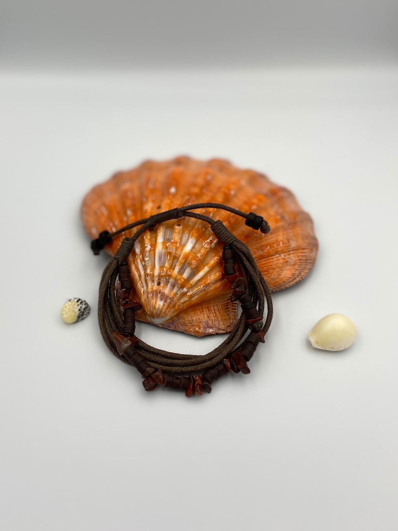 25 cm Jewelry Gift For Him Bracelet With Stones and Beads Men\u2019s Beaded Bracelet Birthday Gift Men\u2019s Brown Multi-Strand Adjustable 10