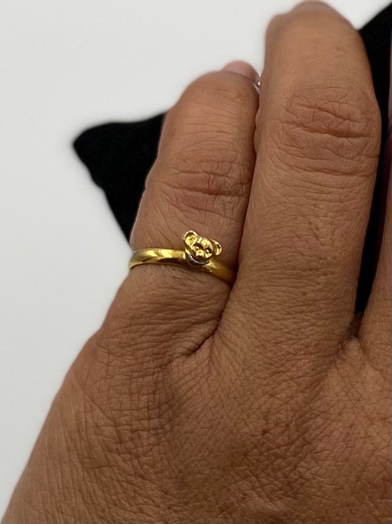 Midi Adjustable Ring Bear Face Gold Tone Adjustable Ring