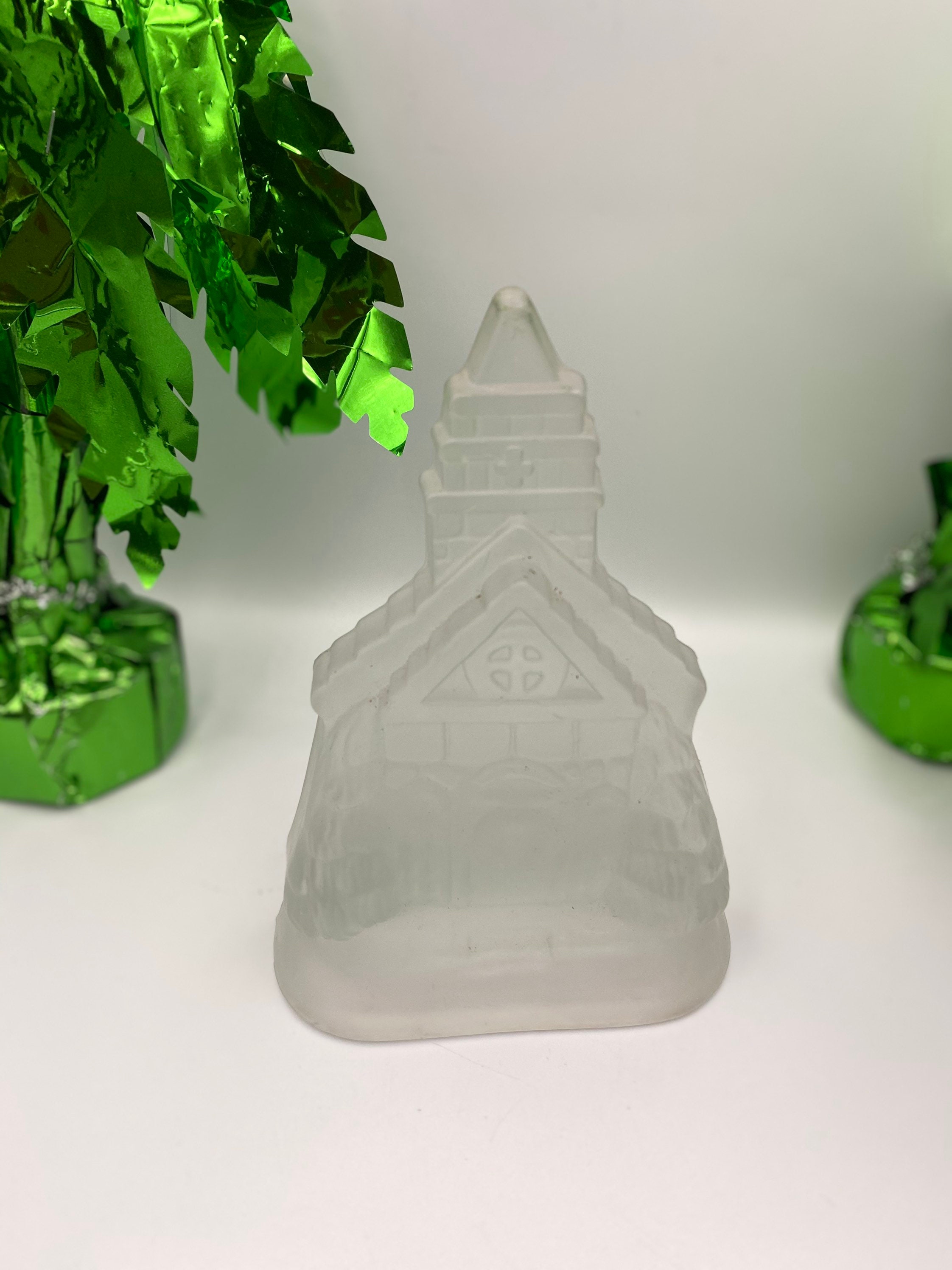 Vintage Frosted Glass House Church Votive Candle Holder 6.25 Etsy