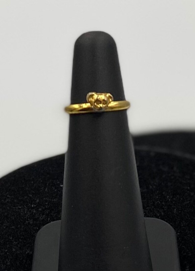 Midi Adjustable Ring Bear Face Gold Tone Adjustable Ring