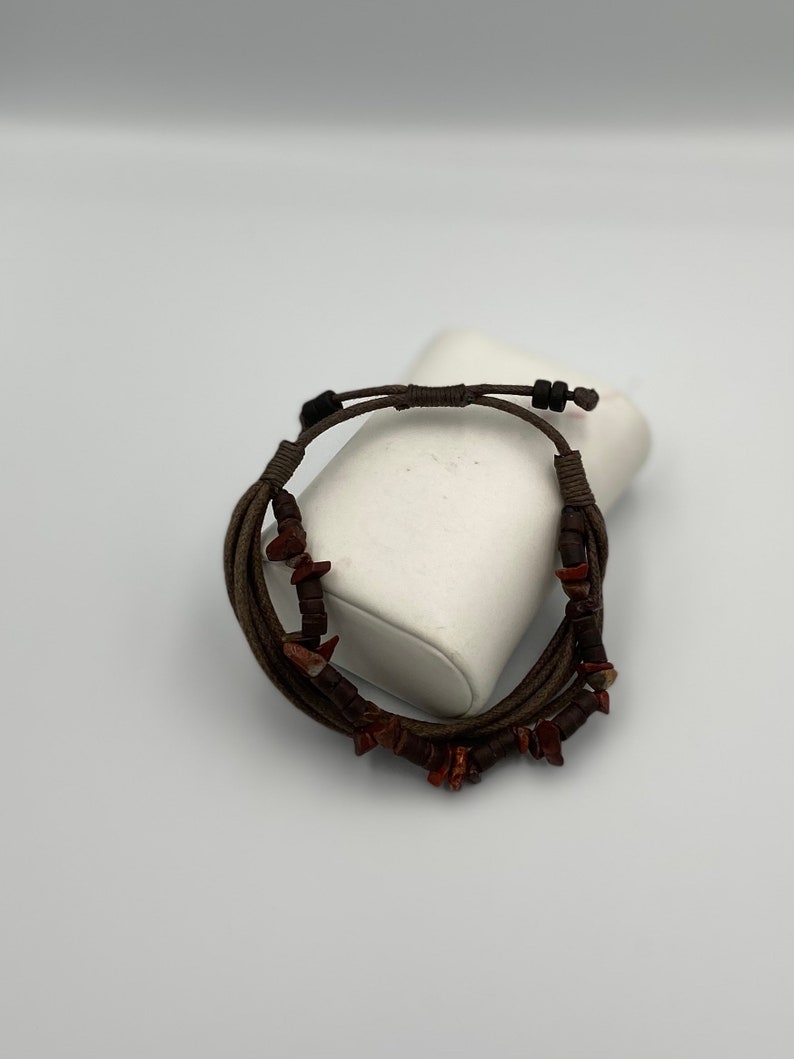 25 cm Jewelry Gift For Him Bracelet With Stones and Beads Men\u2019s Beaded Bracelet Birthday Gift Men\u2019s Brown Multi-Strand Adjustable 10