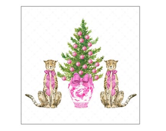 DIGITAL ART, 8X8 Chinoiserie Download, Topiary Digital, Mockingbird Florals, Chinoiserie Cheetah Digital Download, Grandmillennial, Preppy