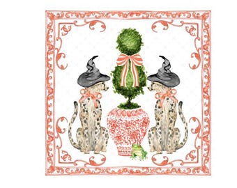 DIGITAL ART, 8X8 Chinoiserie Download, Topiary Digital, Mockingbird Florals, Halloween, Cheetah, Grandmillennial, Preppy Halloween