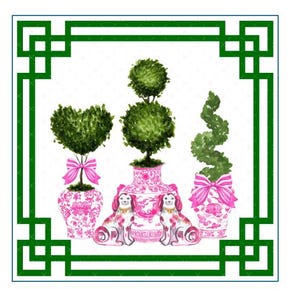 DIGITAL ART, 8X8 Chinoiserie Download, Topiary Digital, Mockingbird Florals, Chinoiserie Staffordshire Download, Grandmillennial, Preppy