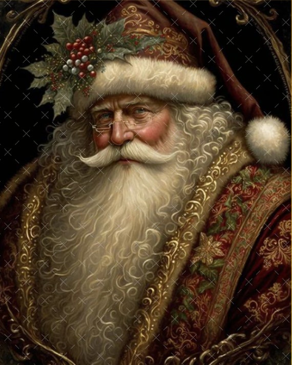 DIGITAL ART, Downloadable Santa Art, Vintage Christmas Download