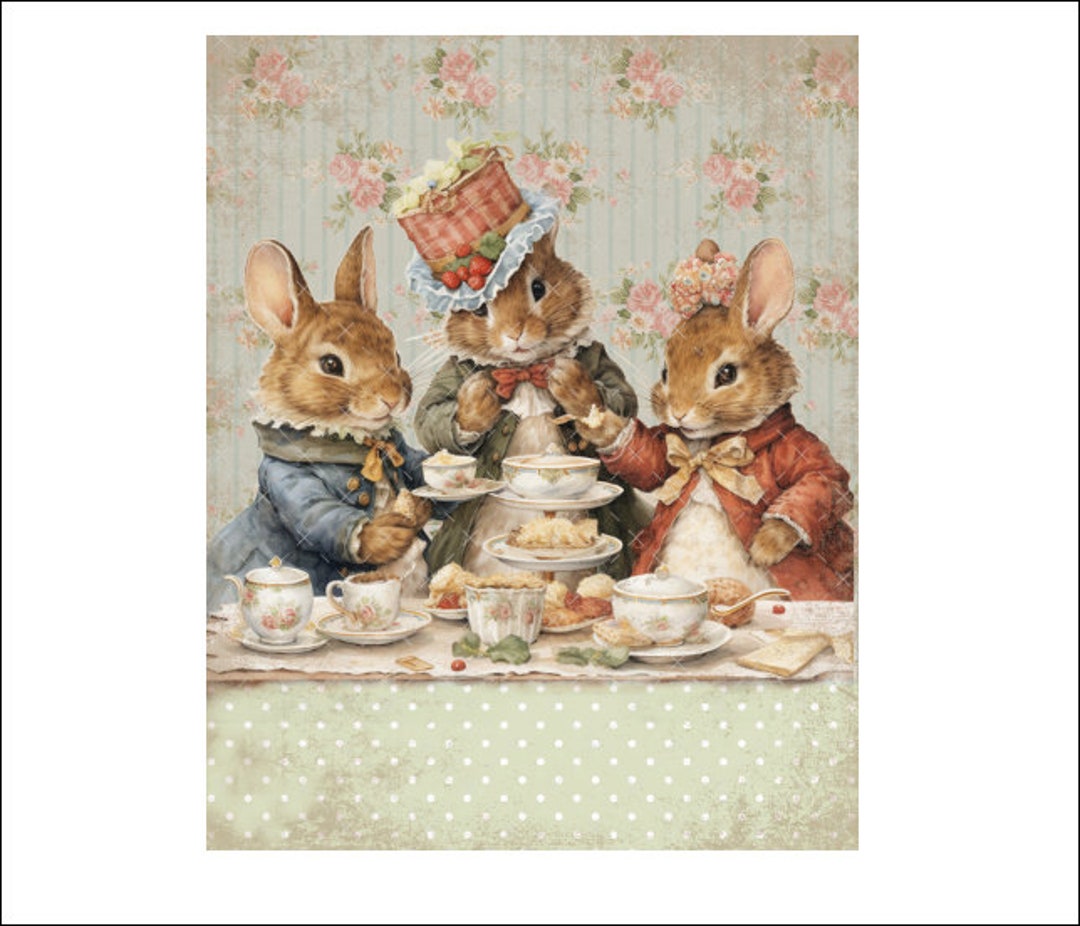 DIGITAL PRINT, Shabby Chic Rabbit Digital, French Rabbit Download ...
